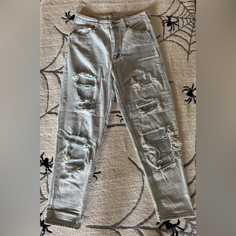 Distressed Light Blue Acid Wash Women Jeans